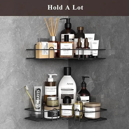 Stainless Steel Corner Bathroom Rack Black