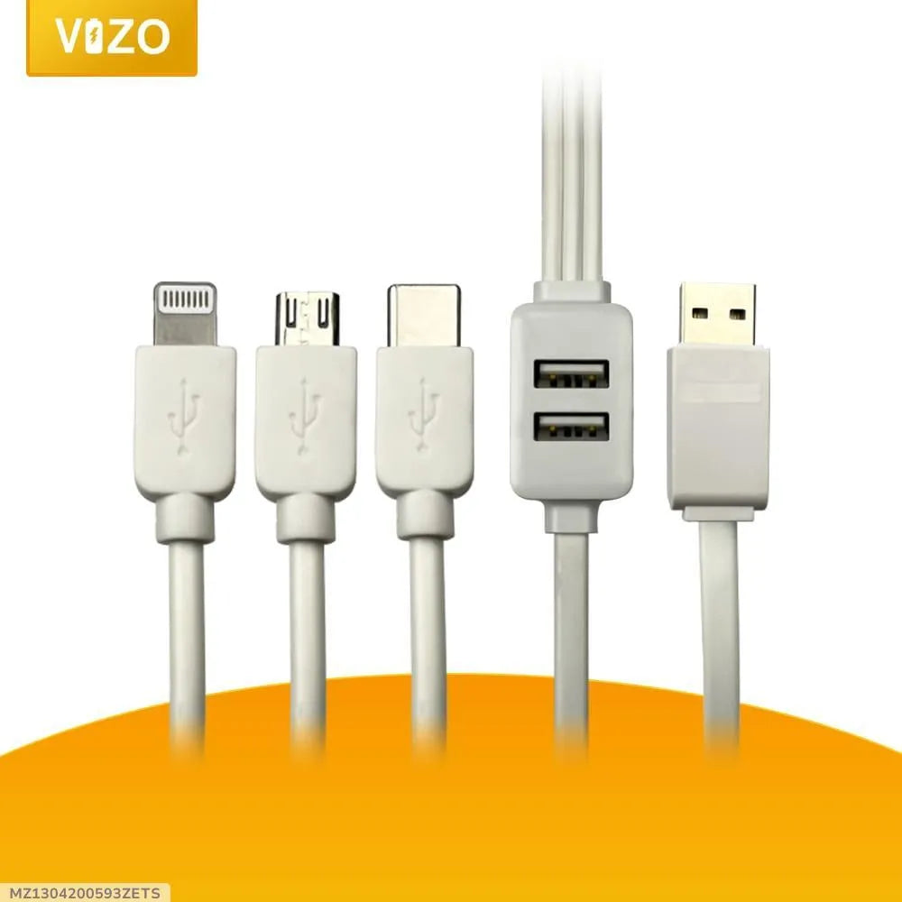 5-in-1 USB Charging Cable White Copper Core