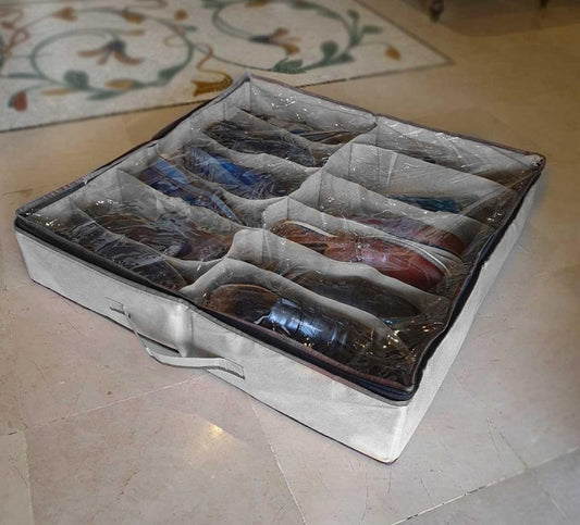 Stylish Shoe Storage Bag Grey 12-Grid Durable