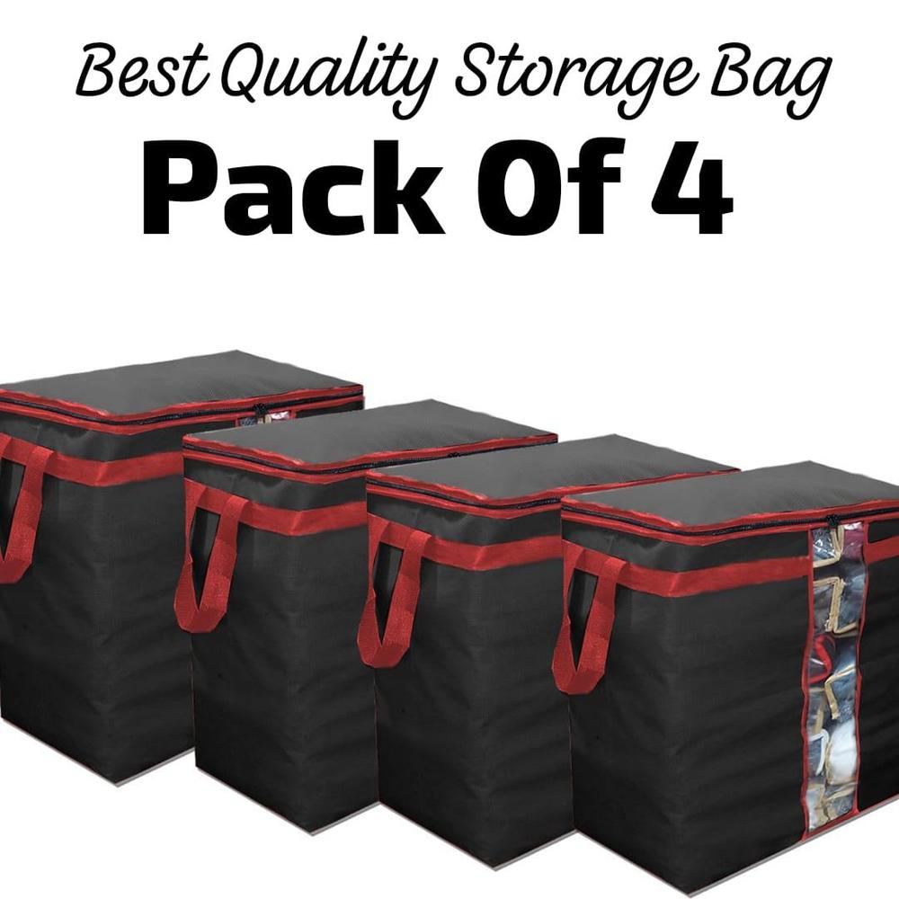 Storage Bags Pack of 4 Black Red
