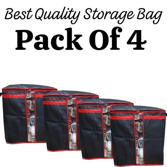 Storage Bags Pack of 4 Black Red