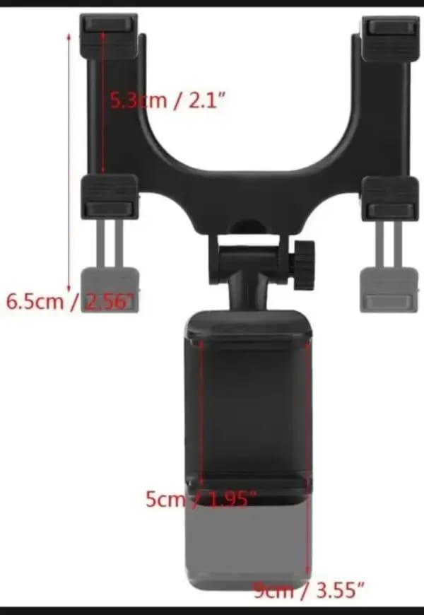 Car Phone Holder 360° Rotation Black ABS