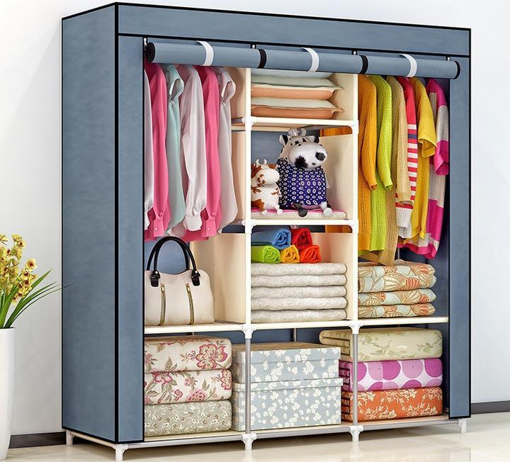 Red Black 3-Door Wardrobe Organizer for Small Spaces