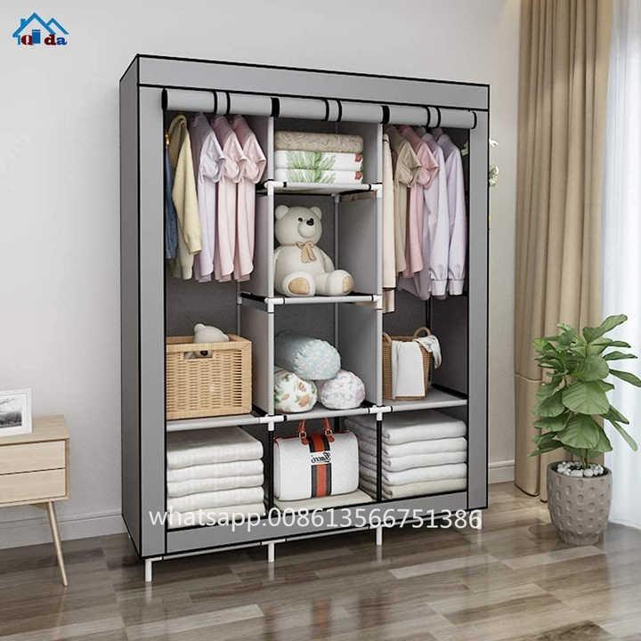 Red Black 3-Door Wardrobe Organizer for Small Spaces