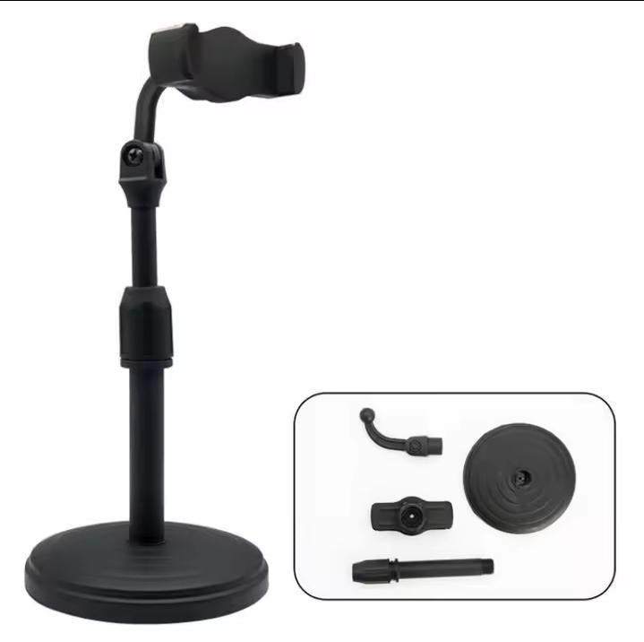 Portable Tripod Stand for Smartphones 360° Rotating Black Plastic