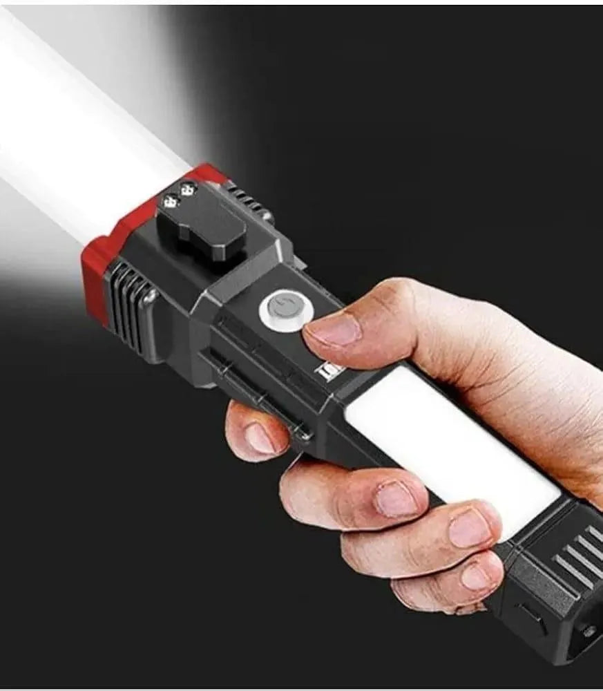 Rechargeable LED Torch Light Black Red ABS