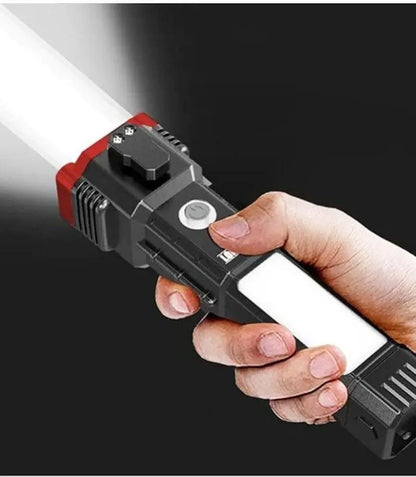 Rechargeable LED Torch Light Black Red ABS