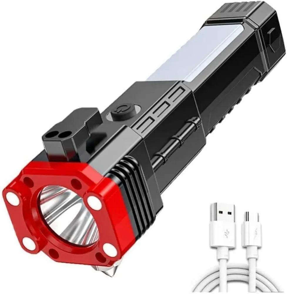 Rechargeable LED Torch Light Black Red ABS