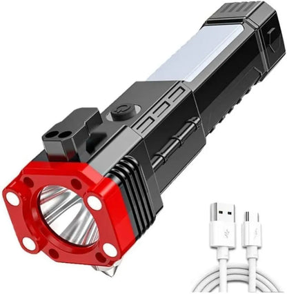 Rechargeable LED Torch Light Black Red ABS