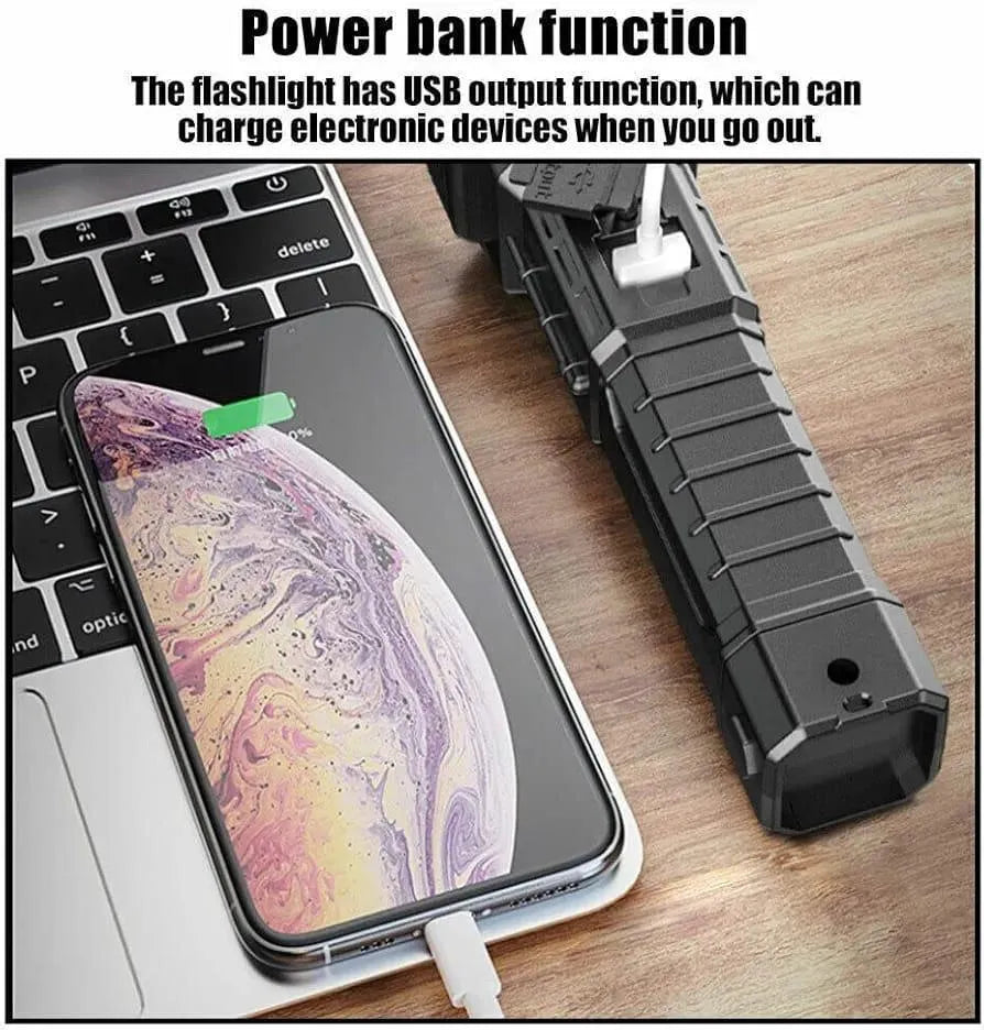Rechargeable LED Torch Light Black Red ABS