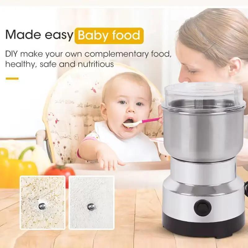 Portable Electric Spice Grinder Stainless Steel Silver