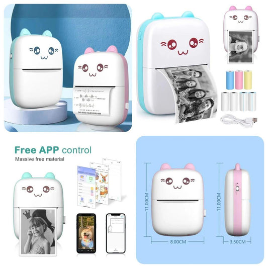 Pink Cat Pocket Printer for Daily Use