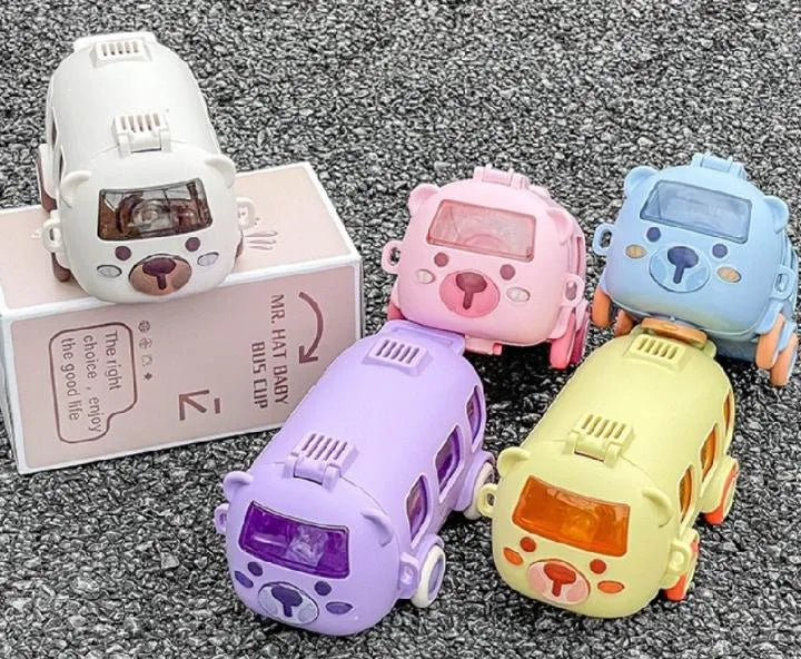 Kids Bus Water Bottle Blue Pink ABS Plastic