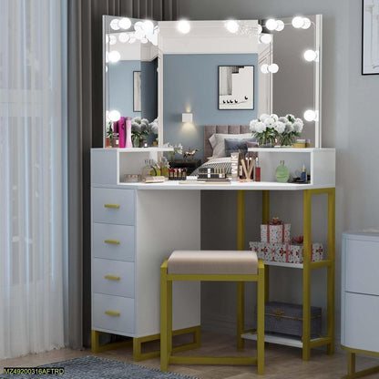 Rechargeable Vanity Mirror with LED Lights White ABS