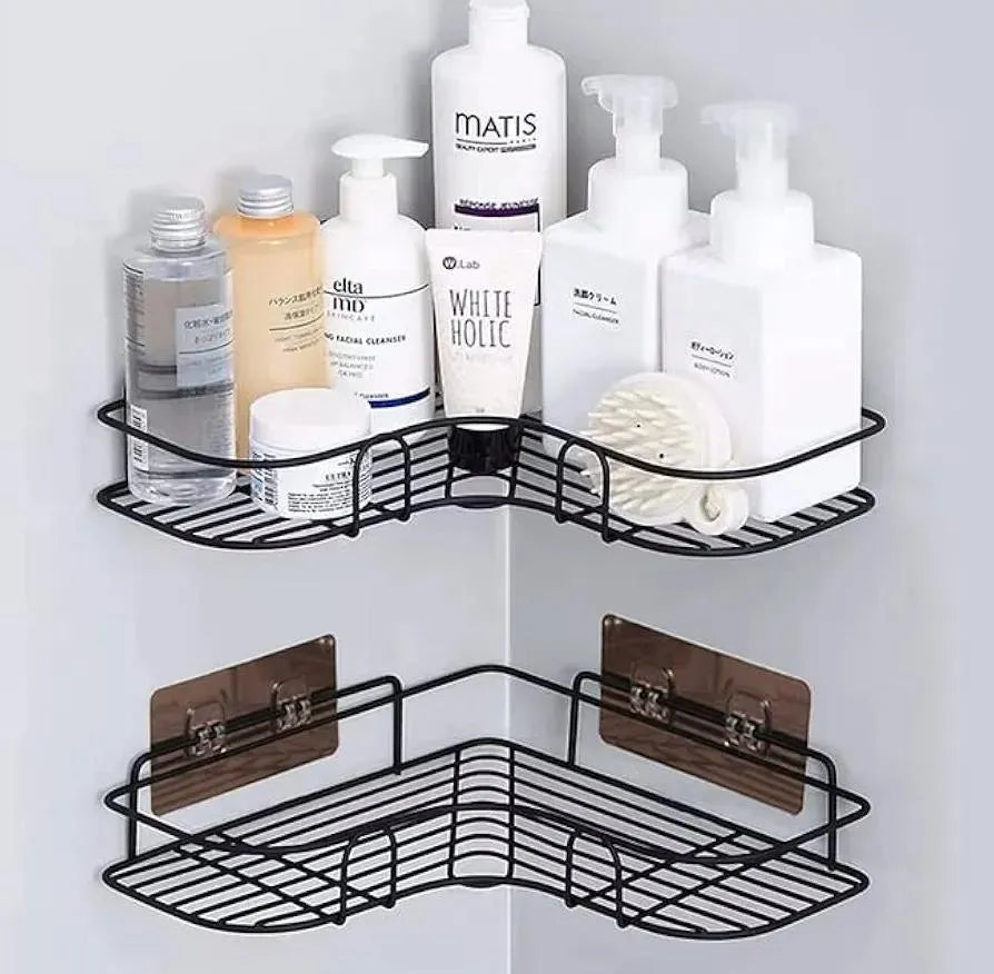 Stainless Steel Corner Bathroom Rack Black