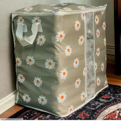 Grey Daisy Print Storage Bag 25kg Dustproof