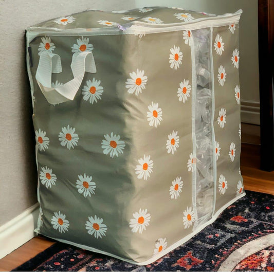 Grey Daisy Print Storage Bag 25kg Dustproof
