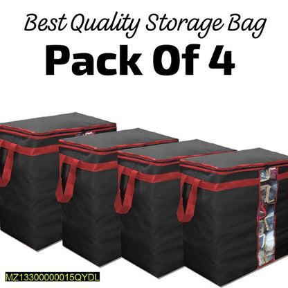Storage Bags Pack of 4 Black Red