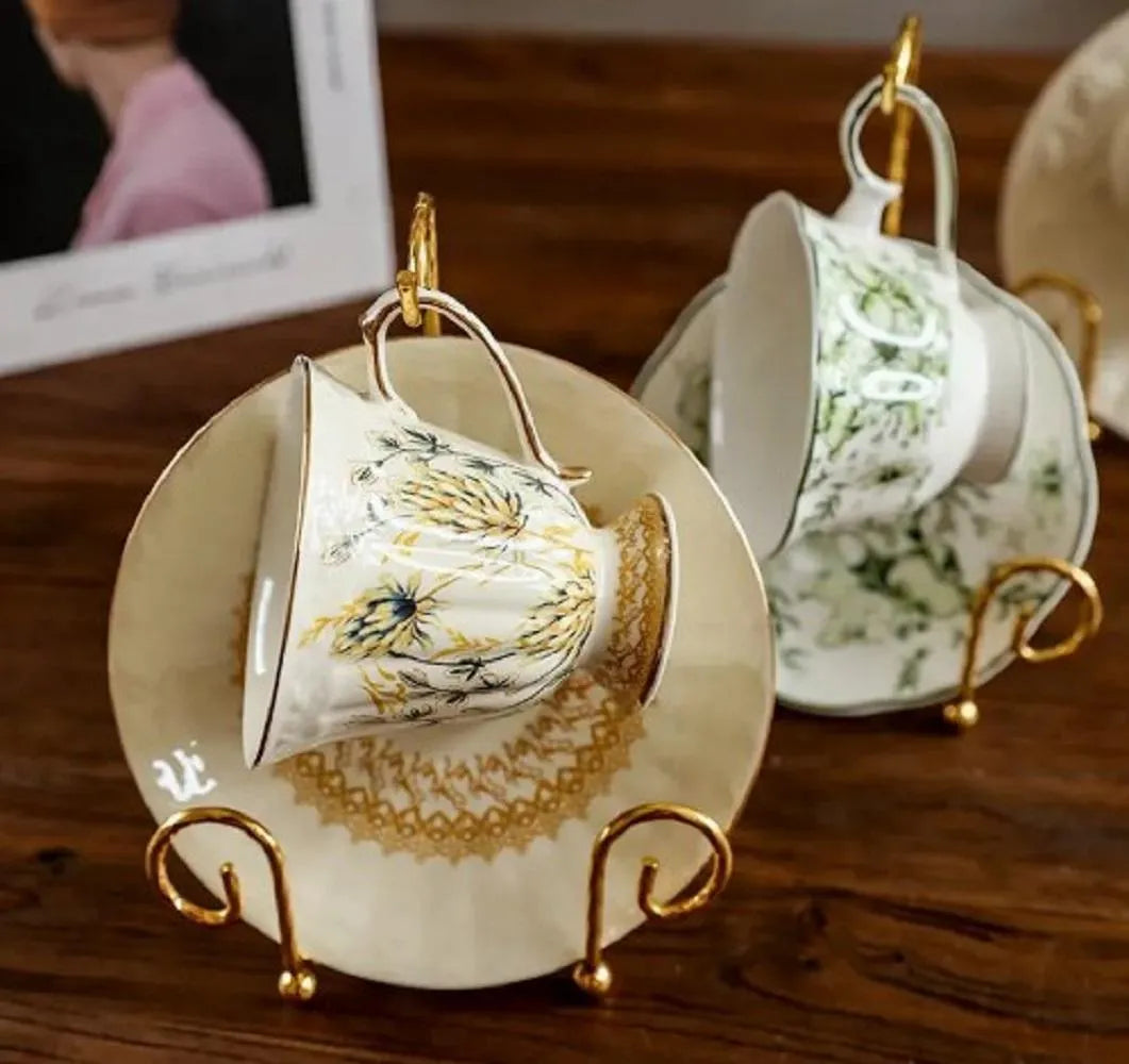 Vintage Tea Cup Display Stand with Gold Finish