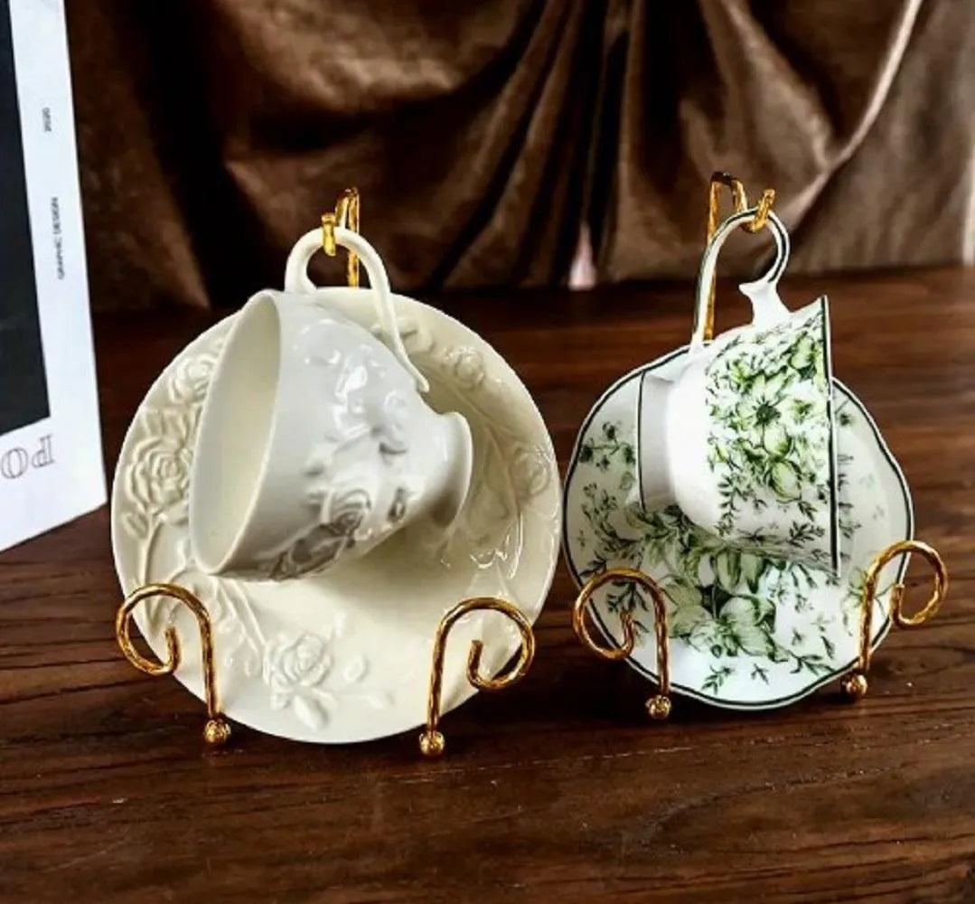 Vintage Tea Cup Display Stand with Gold Finish