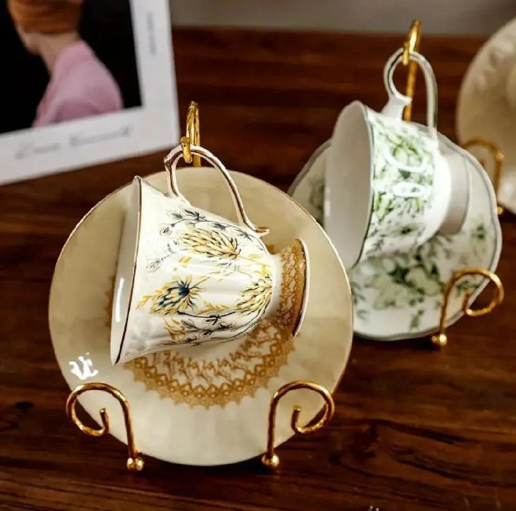 Vintage Tea Cup Display Stand with Gold Finish