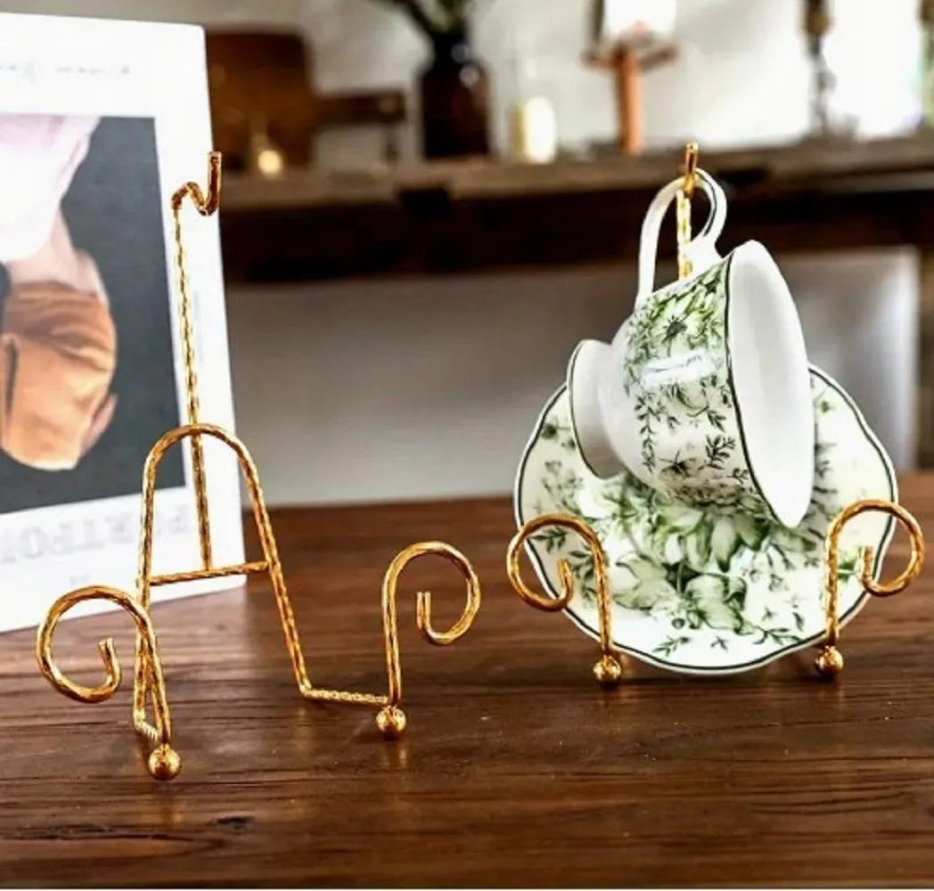 Vintage Tea Cup Display Stand with Gold Finish