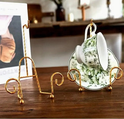 Vintage Tea Cup Display Stand with Gold Finish