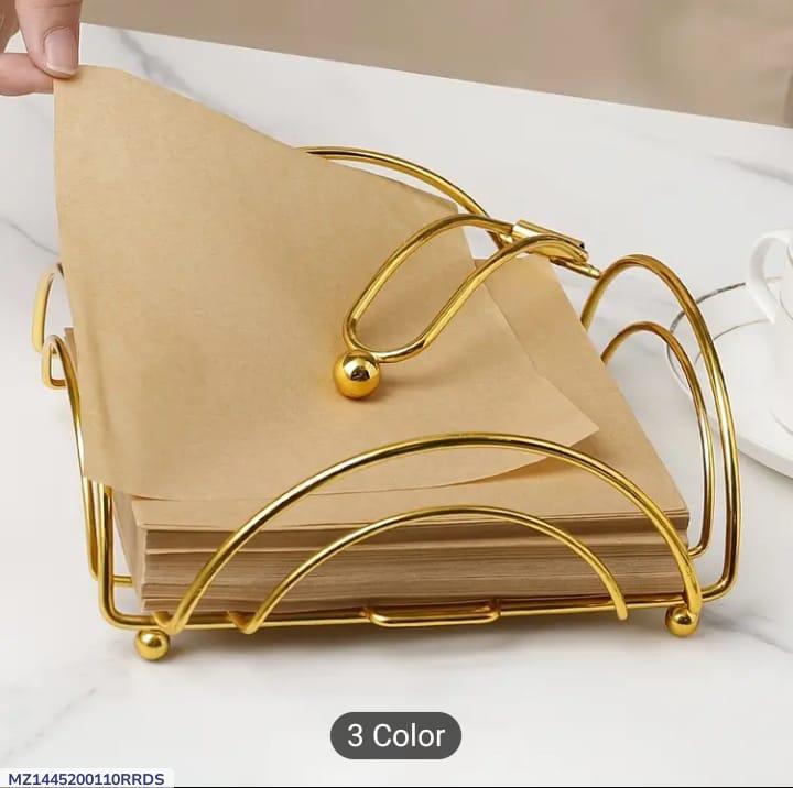 Golden Metal Tissue Holder for Home Office Party