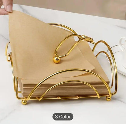Golden Metal Tissue Holder for Home Office Party