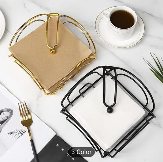 Golden Metal Tissue Holder for Home Office Party