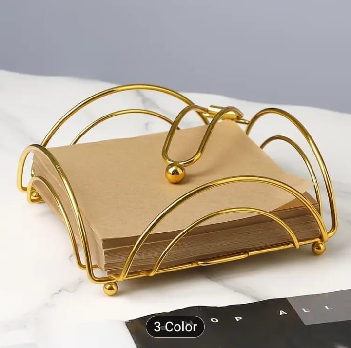 Golden Metal Tissue Holder for Home Office Party