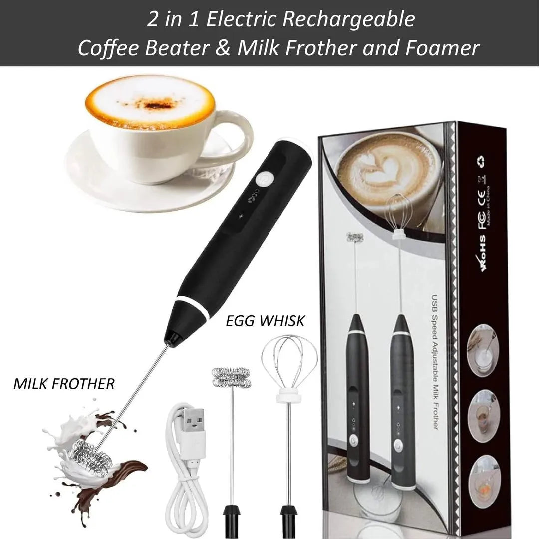 Rechargeable 2-in-1 Coffee Beater & Milk Frother
