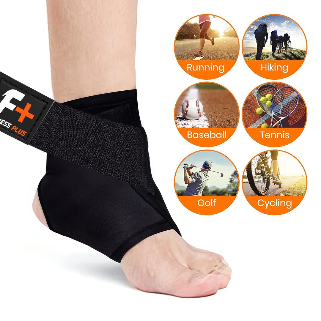 Black Rubber Ankle Support Brace 2 Pcs