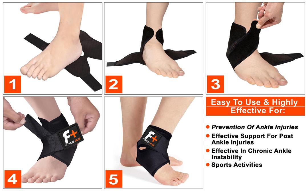Black Rubber Ankle Support Brace 2 Pcs