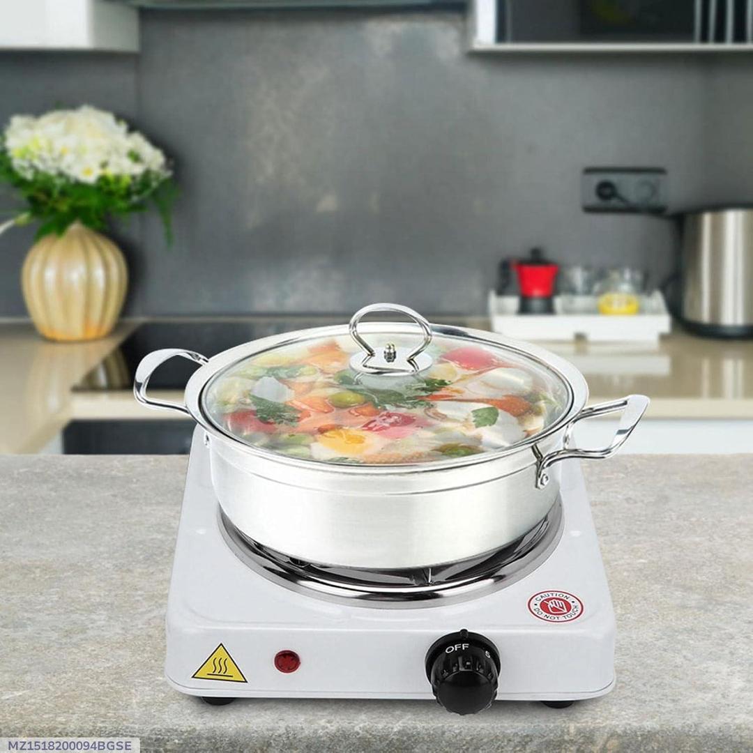 Portable Electric Stove White Stainless Steel Pot
