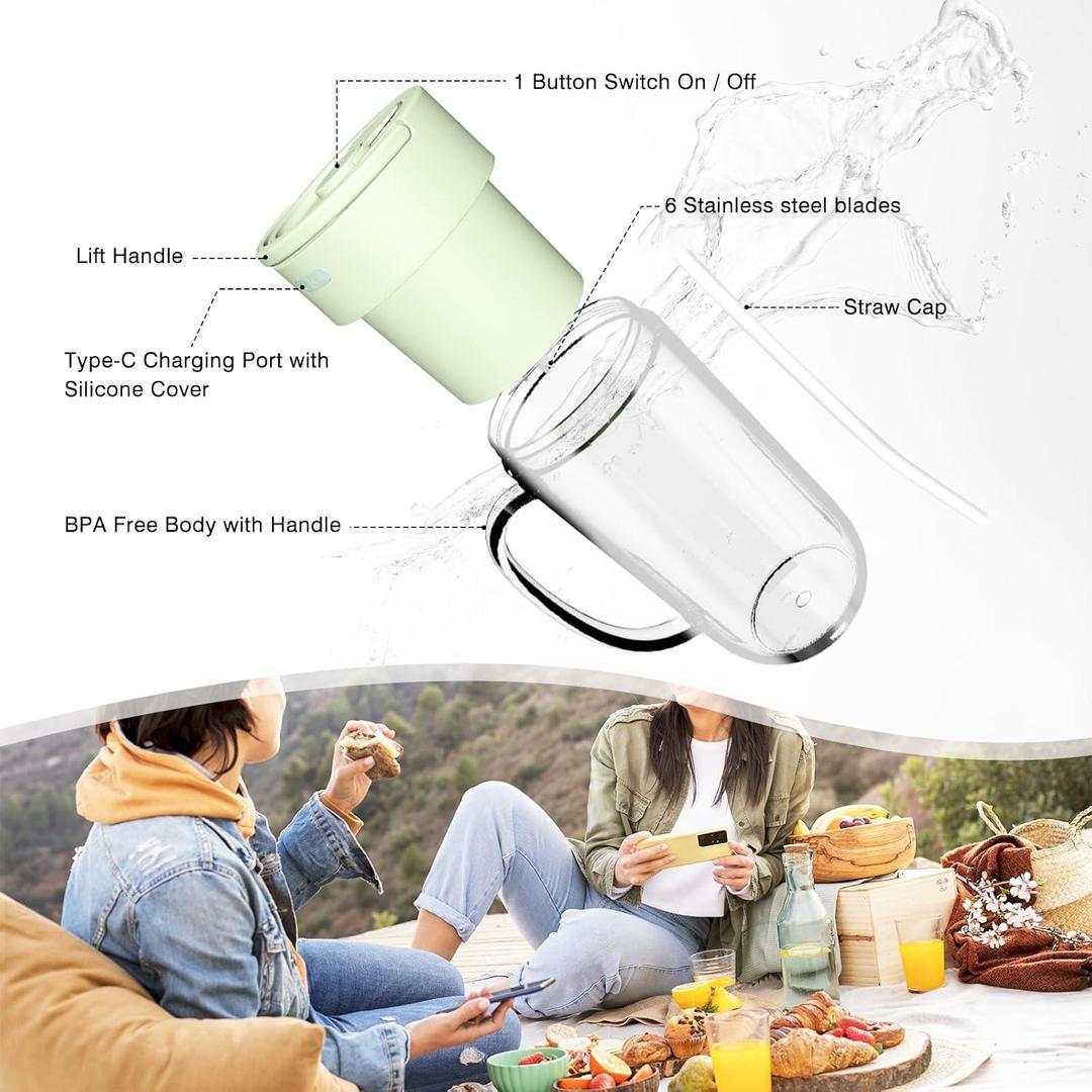 Electric Juice Cup Fast USB Charging Mint Green
