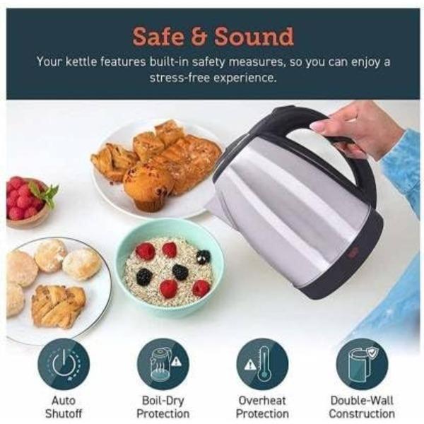 Stainless Steel Electric Kettle Silver Black Fast Boil