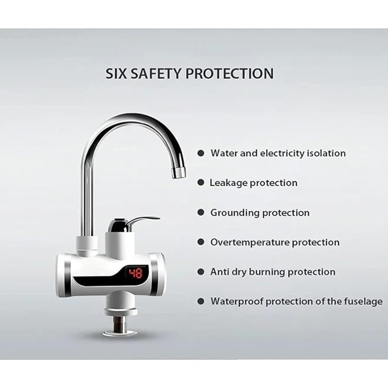 Electric Water Heater Instant Hot Water Silver Stainless Steel