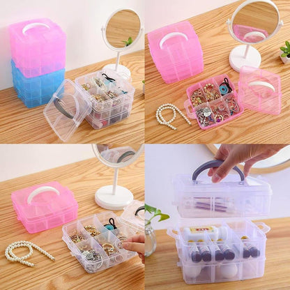 Pink Multi-Layer Jewelry Storage Box with Handle