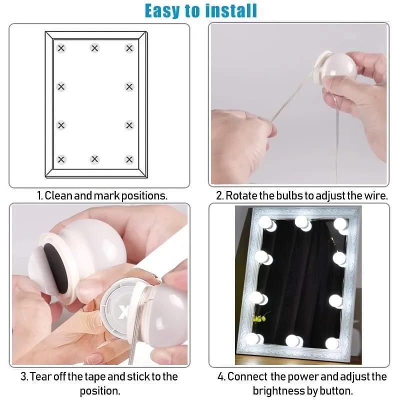 Rechargeable Vanity Mirror LED Lights Off-White