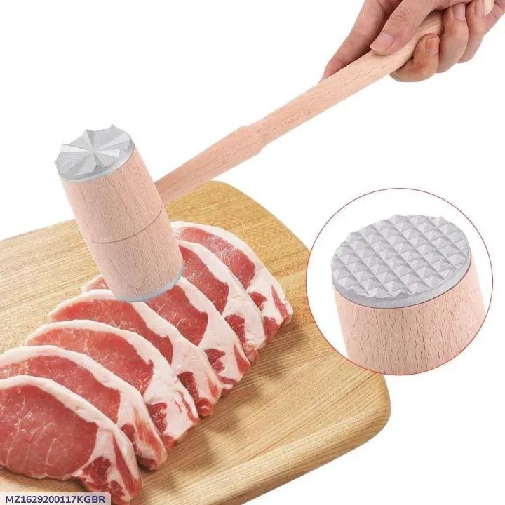 Manual Meat Mincer Wooden Handle Stainless Steel Blade