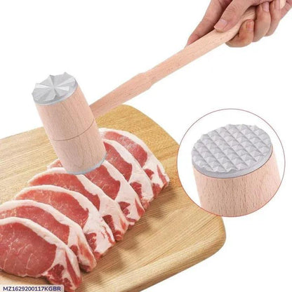 Manual Meat Mincer Wooden Handle Stainless Steel Blade
