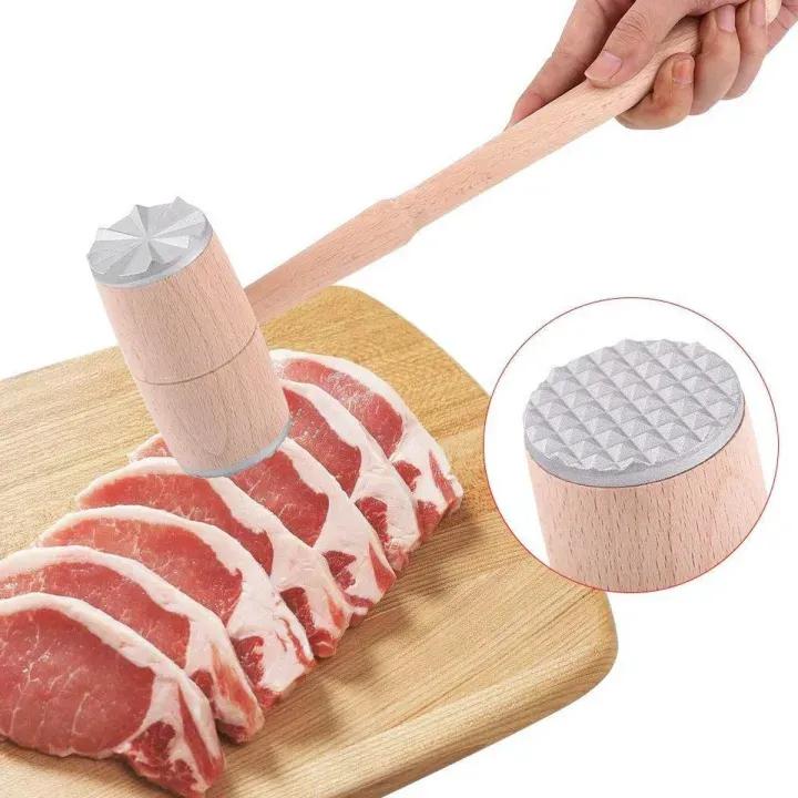 Manual Meat Mincer Wooden Handle Stainless Steel Blade