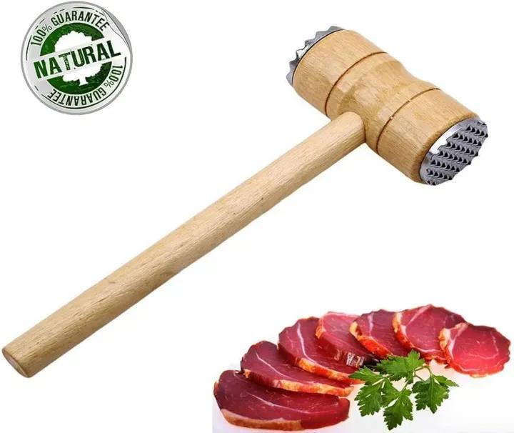 Manual Meat Mincer Wooden Handle Stainless Steel Blade