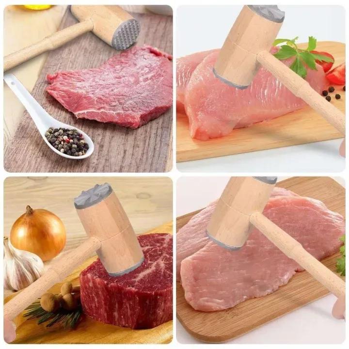 Manual Meat Mincer Wooden Handle Stainless Steel Blade