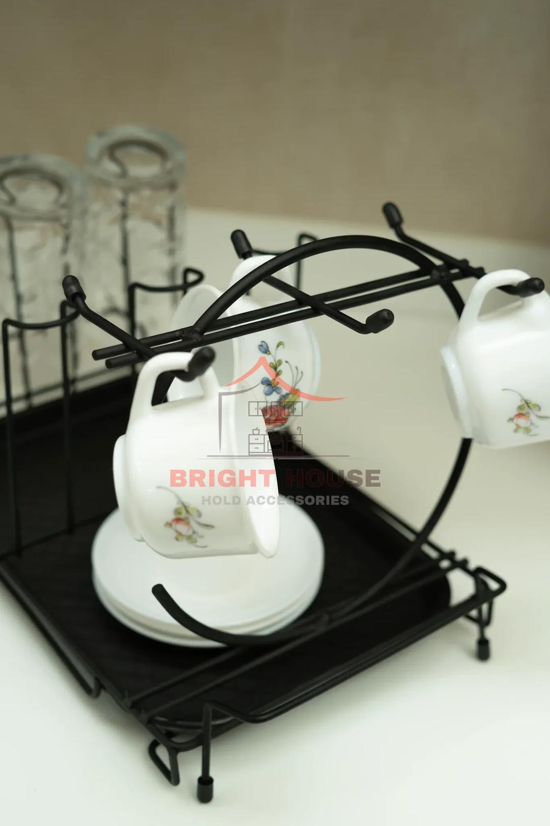 Black Metal Cup & Glass Holder for Kitchen