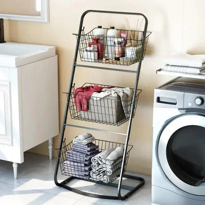 Black 3-Tier Fruit & Veg Storage Basket Stand