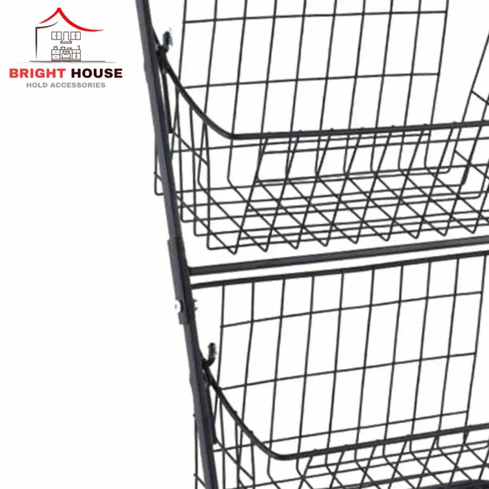Two Tiered Fruit Basket Black Metal Kitchen Organizer