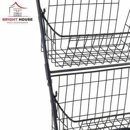 Two Tiered Fruit Basket Black Metal Kitchen Organizer