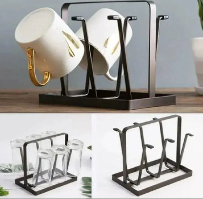 Stylish Metal Glass Holder Black Kitchen Organizer
